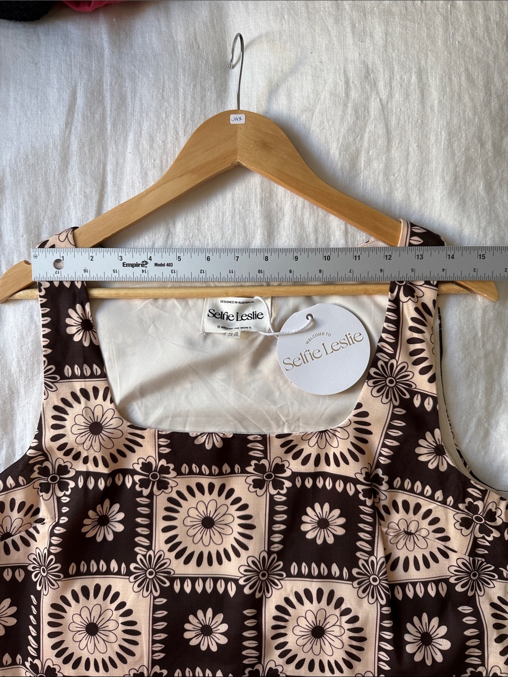 NWT Selfie Leslie Brown Floral Tile Print Square Neck Crop Top‎ Boho Size XXL - Picture 11 of 11